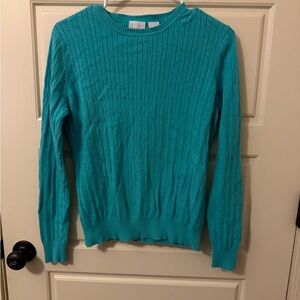 Kim Rogers Turquoise Cable Knit Sweater